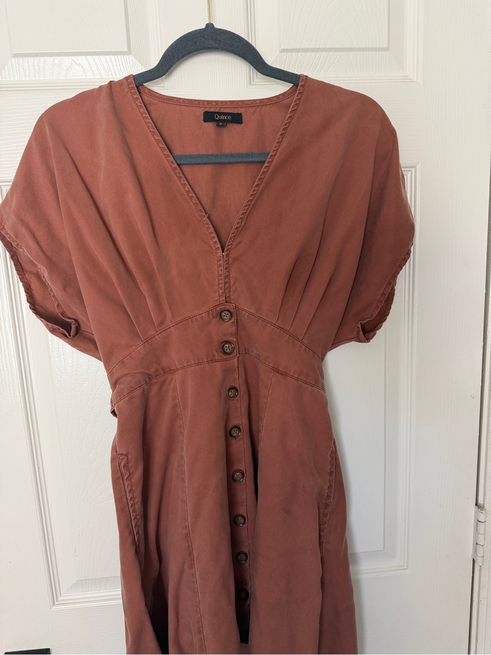 Quince Rust Button-Front Mini Dress - Picture 2 of 8